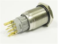 Vandal Resistant Push Button Switch 16mm Latching. Raised Button. Red Dot LED 12V - 2c/o 2A-36VDC -IP67- Stainless Steel (Anti Vandal) [AVP16R-L4SDR12]