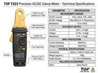 100A AC/DC Automotive Jaw 12,5mm Clamp Meter [TOP T223]