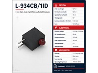 3mm Right Angled Housed LED Lamp, Hi Eff Red - IV= 20mcd. Red Diffused Lens [L-934CB/1ID]