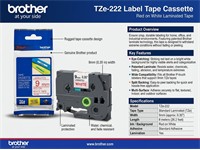 BROTHER TZE Red on White Tape 9mm (8metres) [BRH TZE 222]