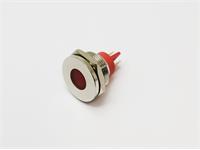 VANDAL RESIST PILOT LAMP 19mm FLAT  RED DOT LED 12V AC/DC 15mA- IP67 -  NICKEL PLATED BRASS [AVL19F-NDR12]