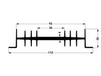 Extruded Heatsink for TO-3,SOT-9,TO-66,SOT-32 • Rth= 3 K/W • Length : 50mm • Black Anodised surface [SK01-50SACB]