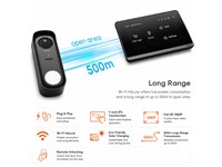 DNAKE Wireless Door Bell Kit - Includes:1 x DM60 7inch IPS Touch Screen, Wi-Fi:2.4GHz/5GHz, Res:1024x600, TF Card Slot (Max:32GB), PSU12V, Built-in-Mic, 1191×127×20mm - 1 x DC300 Door Camera 2MP HD, Built-in-Mic, Tamper Alarm, Lithium Batt 3.7V [DNAKE-DK360W KIT]