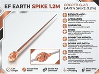 Earth Spike Copper Clad - Earth Spike - Copper - 1.2m (Nut/Washer) [EF EARTH SPIKE 1.2M]