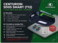 CENTURION SD05 Smart T12 GDO Drive Head Unit, AC Driven, Including Charger & 2x4-Button Nova Remotes & Wall Pendant (CEN 1302PEND02), Excludes: CEN SD05BATKIT01 (SD05 SMART BATTERY BACK UP KIT 2x2.9AH) [CEN SD05 SMART (T12)]