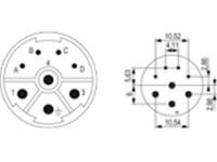 Circular Connector M23 Power Female Crimp Insert 8 Pole(4+3+PE) for 4x1mm/4x2mm Contacts and 8/28A @ 300/500VAC Max. [7084943122]