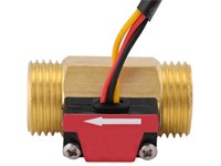 Water Flow Sensor ZJ-B7 Consists of a Copper Body, A Water Rotor, and a Hall-Effect Sensor. [BDD G1/2IN WATER FLOW SENS BRASS]