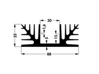 Extruded Heatsink for TO-3 • pattern not Drilled • Rth= 1.5 K/W • Length : 100mm • Black Anodised surface [SK08-100SA]