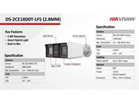 Hikvision Smart Hydrid Light Audio Fixed Bullet Camera 2MP, 60M IR, PAL/NTSC, Digital WDR , TVI/AHD/CVI/CVBS, Max Resolution:1920×1080, Pan:0 ~360°, Tilt:0~180°, Rotation:0~360°, 12 VDC±25%, Max 9.8W, IP67 [HKV DS-2CE18D0T-LFS (2.8MM)]