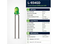3mm Dome LED Lamp, Green - IV= 5mcd. Green Diffused Lens [L-934GD]