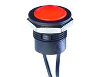 PUSH BUTTON 16MM IP67 2A 24VDC SWITCH LOW PROFILE MOM N/O ROUND BLACK ACTUATOR 50CM FLYLEAD [IAR3F1200]