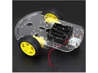 CLEAR ACRYLIC 2WD ROBOT CHASSIS KIT WITH GEAR MOTORS, WHEELS, BATTERY BOX AND SPEED ENCODER [CMU CHASSIS 2WD KIT ACRYLIC]