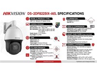 Hikvision Speed Dome PTZ Camera, 2MP IR WDR, 1/1.8”CMOS, Smart Tracking, Smart Detection, 1920x1080, 5.7mm to 142.5mm, 25× Optical, 200m IR, True Day/Night, D WDR, 3D DNR, Optional wiper(-W), Hi-PoE / 24VAC power, Outdoor, IP66, IK10 [HKV DS-2DF8225IX-AEL]