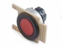 PB Actuator Illum. Latching - red flush lense black 35mm flush bezel [P351LR]