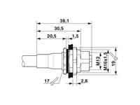 Circular Connector M12 D COD Female 4P Screw Lock M16 X 1,5 Rear Panel Entry Front Mount with 500mm Shield Profinet Cable IP67 [VS-M12FSBP-OE-93E-LI/0,5]