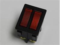 Rocker Switch Large DPST Dual illuminated, Red Rocker 16A 250V 22 x 30mm [JS628FLL-RR/B0H-Z54]