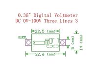 HKD 3 WIRE 0.28IN DC 0-100V DIGITAL VOLTMETER RED LED. [DPM MINI DIG VOLTMTR 0-100V RD3W]