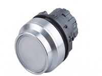 Push Button Actuator Illuminated Latching • White Lens • Metallic Silver 30mm High Bezel [P304LWS]
