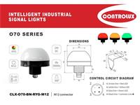 Industrial LED Panel Dome Signal Lamp - Multi Function 3 Color RYG - 70mm OD 24VDC - 30mm Panel Cut Out with M12 Connector [CLX-O70-BN-RYG-M12]