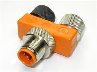 T CONNECTOR / COUPLER M12A COD 5 POLE MALE TO 2 X 5 POLE FEMALE 5 INPUTS - 5 OUTPUTS 1 - 1  IP67 (68008) [ASBS 2 M12-5-1-1]