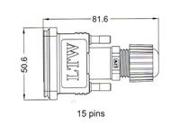 15 way Waterproof without Strain Relief Female D-Sub Shielded Connector with Solder termination and IP67 [SDB-15BFFA-SL7001]
