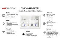 Hikvision Video Intercom Network Indoor Station 10.1 inch Colorful Touch Screen, Resolution:1024×600, ROM 8GB, RAM 2GB, TCP/IP, SIP, RTSP, WIFI:2.4 GHz, IEEE802.11b, 1xRJ45 10/100, Android 10.1, Built-in Loudspeaker, Alarm O/P 1, 12VDC/1A, PoE [HKV DS-KH9510-WTE1]