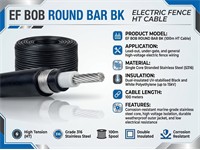 Electric Fence HT Cable Black Single Core Stainless Steel (S316) 100m [EF CABLE HT BINOX100S BLK]