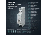 Undervoltage release 230 VAC, with 2 terminals for miniature circuit breaker 5SL4, 5SY, 5SP RCBO 5SU1, FI 5SV (for 5SU1 handle coupler 5ST3805-1 is required) [5ST3043]