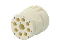 Circular Connector M23 Signal Female Crimp Insert CW- 9 Pole for 8x1mm/1x2mm Contacts - 8/20A @ 500VAC Max. [7003981102]