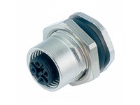 Circular Connected M12 A Cod Panel Female 4 Pole Rear Mount PG9 Solder Contacts IP68 [09-3432-216-04]