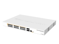 MikroTik Rack Mount Cloud Router Switch 24 Port POE 450W 4xSFP Ports, Switching Capacity:64Gbps, 10/100/1000 Ethernet Ports, ARM 32bit , CPU:98DX3236, Size of RAM:512MB, 802.3af/at, 443x300x44mm, 100~240VAC [CRS328-24P-4S+RM]