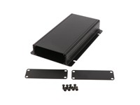 Extruded Aluminium Enclosure with Integrated Flange Black Anodized 160x78x27mm - Aluminium End Plates [1455JF1601BK]