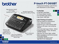 Brother P-Touch 610BT ( Desktop/Windows 8.1/ 10 / 11 / Mac OS X 10.15/ 11/ 12, USB, Bluetooth,7 lines, 6-24mm Tape TZE ) (9 Volt Adapter Included) [BRH PTD-610BT]