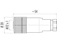 Circular Connector M12 A COD CABLE Female Stright. All Plastic 4 Pole Screw Terminal PG9 Cable Entry (Black Housing) [99-0430-57-04]