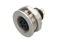 Circular Connector M9 Panel Flange Female 2 Pole Rear Mount Solder Terminal IP67 [09-0404-00-02]