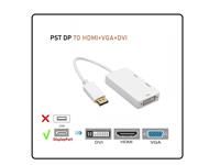 Display Port to HDMI +VGA+ DVI, NB: Does not convert more than one output simultaneously. HDMI, VGA and DVI Cables Not Included. Not Compatible with USB Ports [PST DP TO HDMI+VGA+DVI]