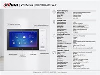 Dahua Indoor 7Inch TFT IP Intercom Monitor only White, Res:1024×600, H.264, Built-in Speaker 1.5W, Embedded Linux OS 1XRJ45, 119.6×221.5×21.5mm, PSU 12V1A, 0.35kg [DHA VTH2421FW-P]