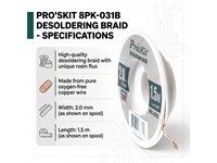 Desoldering Wick with Unique Rosin Flux Width=2,0mm (Length = 1,5m) [PRK 8PK-031B]