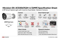 Hikvision ColorVu Mini Bullet Network Camera 4MP 4mm Lens ,Upto 40m ,Smart Hybrid Light, 1/1.8" CMOS ,Max Res:2688×1520 , 32Kbps~8Mbps ,CBR, VBR , H.265+ ,BLC, HLC, 3D DNR , WDR130dB ,1xRJ45 10M/100M , IP67 ,Motion Detection ,Line Crossing [HKV DS-2CD2047G2H-LI (4MM)]