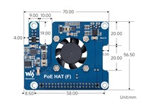 Power Over Ethernet Hat (F) For Raspberry Pi 5, High Power, Onboard Cooling Fan, With Metal Heatsink, Supports 802.3Af/at Network Standard [WVS POE HAT RASPBERRY PI 5+FAN]