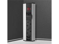 Veti Corner Mount Power Tower 3500W, 2xRSA V-Slim Sockets, 2x16A RSA Sockets, 2xUSB Outlets (2.1A O/P), 1xThermal Overload Switch, 1.6m Standard SA Plug Extention, Aluminium Housing, Power Rating:16A 250VAC, 361x99.5x51.7mm [VETI VCM2]