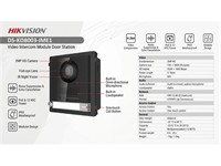 Modular Door Station Main Unit, needs Mouting Bracket. Video Intercom to Indoor Station and Master Station, 2MP HD Colorful Camera, Fish eye, IR Supplement, 1 Call Physical Button, 2 Lock Relays, 4-ch Alarm Input [HKV DS-KD8003-IME1]