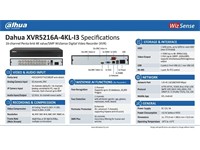 Dahua 16CH Penta-Brid 4K Value/5MP 1U 2HDDs WizSense Digital Video Recorder, 16 Channel AI Coding, HDCVI/AHD/TVI, CVBS/IP Video I/P, RS485/HDMI/VGA, 1xUSB2.0, 1xUSB3.0, 1xRJ45 10/100/1000Mbps, 2xSATA Ports MAX 16TB, ONVIF, PSU:12VDC5A, 1.9Kg [DHA XVR5216A-4KL-I3]