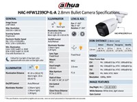 Dahua HDCVI Bullet Camera 2MP 2.8MM Fixed Lens, Full Colour Smart Dual Light, 20m LED Distance, Built-In MIC, 1/2.8 inch CMOS, MAX 30fps@1080p, IP67, DC12V, 161.3X69.7×70mm, 0.31Kg [DHA HAC-HFW1239CP-IL-A 2.8MM]