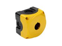 ENCLOSURE PLASTIC YELLOW TOP BLACK BOTTOM 1 HOLE = 22MM [LPZP1A5]