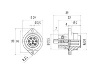 Circular Connector RD24 Machinry Panel Male 7 Pole Flang Mount Screw Term VDE Approved IP67 [09-4219-00-07]