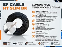 Tinned Copper S-series - HT Cable - Black -Single Core/100m - Slimline - (NT/100m) {EH-BS100S} [EF CABLE HT SLIM BK]