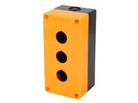 Push Button Enclosure, ABS Yellow, 3 Hole, 22mm Diameter, IP65. Size: 71*150*75mm [HKD BX3-22 IP65 PB ENCLOSURE YEL]