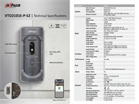 Dahua Outdoor Intercom IP Villa Station 1/2.8” 2MP CMOS HD Camera 2.8mm Lens, IP65, IK10, H2.64 / H2.65, Built-in Speaker, 10M/100Mbps, DC 12V, PoE(802.3af), TCP/IP, SIP, 163.0x73.0×55mm, 0.8kg [DHA VTO2101E-P-S2]