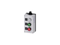 AS-Interface Enclosure for Command Devices, 22 mm, Round, C=Indicator Light Clear, Label without Inscription, B=Pushbutton Green, label: I, 1 NO, Spring-Type Terminal, A=Pushbutton Red, label: O, 1 NC, Spring-Type Terminal, Floor Mounting [3SU1803-0AB10-4HB1]